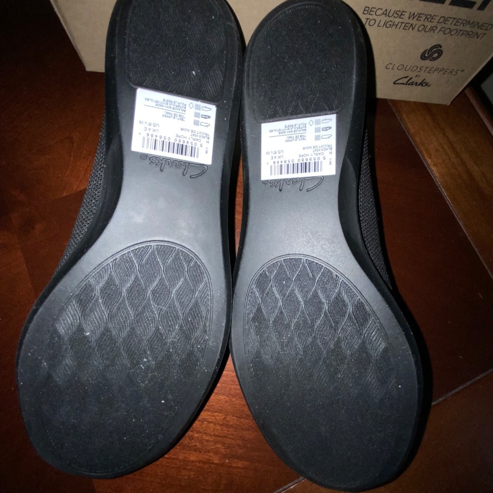 CLARKS BLACK KNIT BALLET FLAT 6.5W. CLOUDSTEPPER - Picture 3 of 8